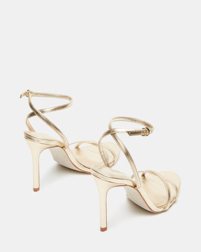 Steve Madden JYPSEY Gold Leather Strappy Stiletto Women's Heel