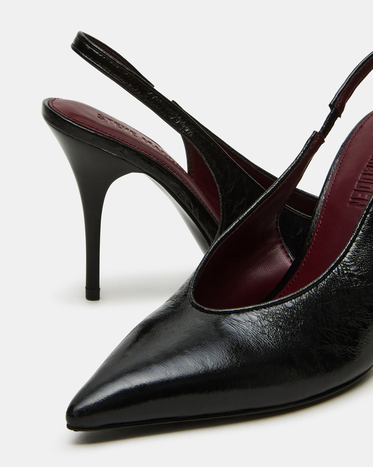 Steve Madden ANDROMEDA Black Leather Slingback Pointed-Toe Stiletto Pump Women's Heel