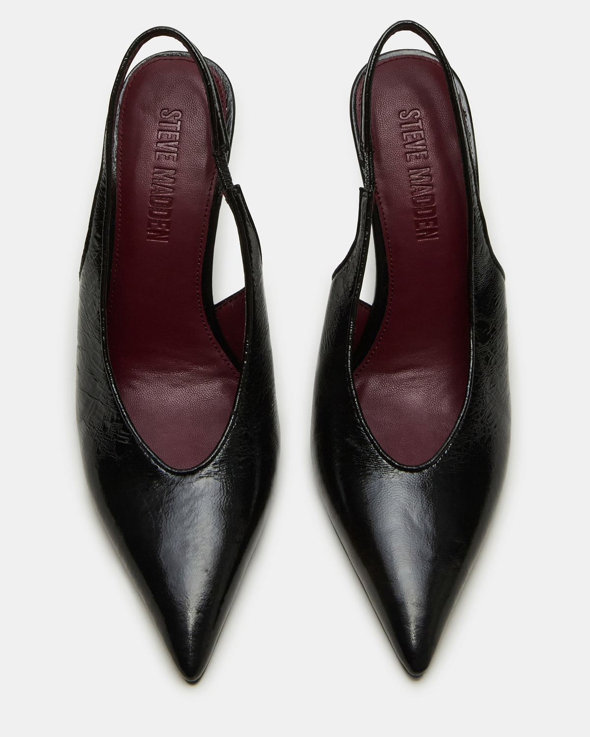 Steve Madden ANDROMEDA Black Leather Slingback Pointed-Toe Stiletto Pump Women's Heel