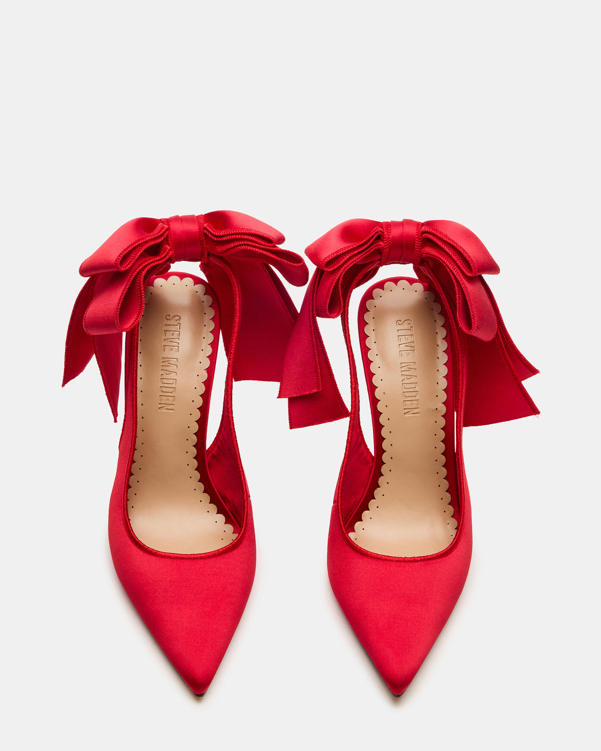 Steve Madden TEACUP Red Satin Women's Pointed-Toe Slingback Heel