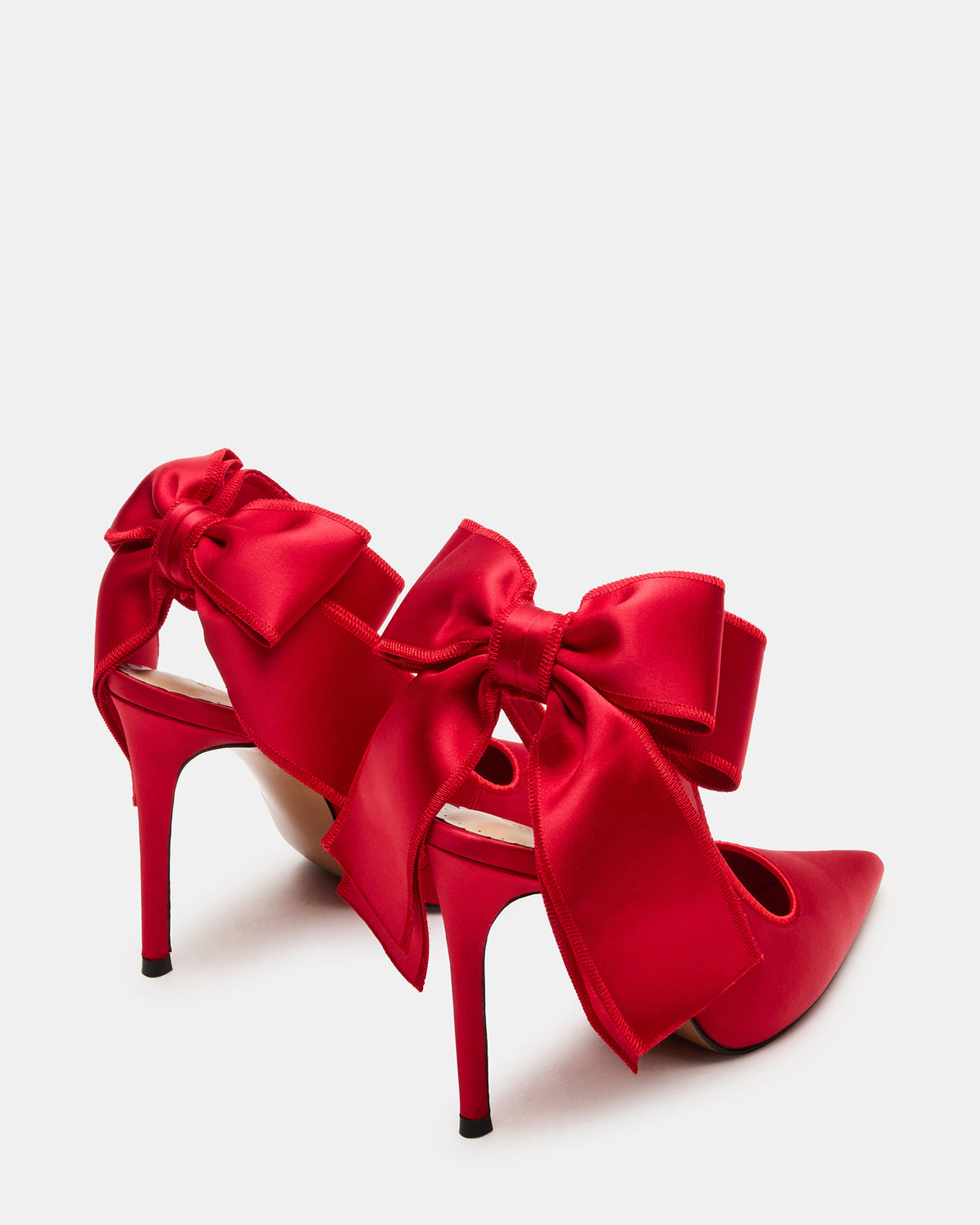 Steve Madden TEACUP Red Satin Women's Pointed-Toe Slingback Heel