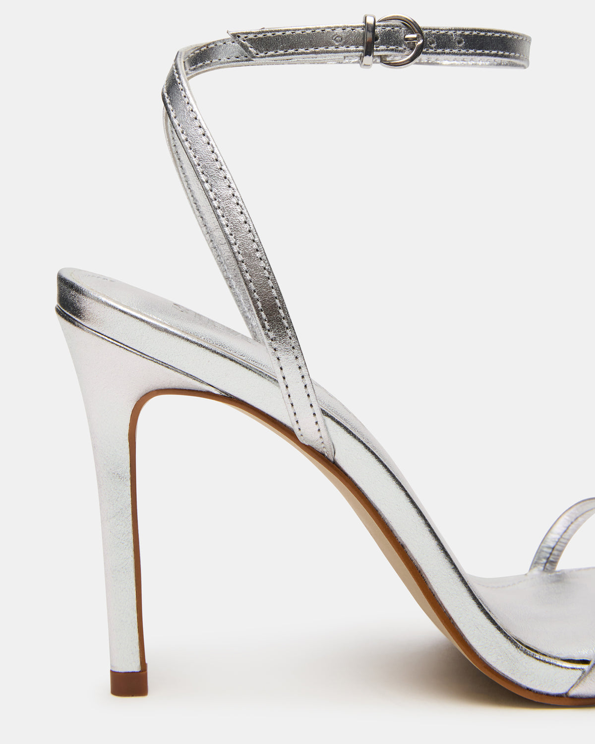 Steve Madden JYPSEY Silver Leather Strappy Stiletto Women's Heel