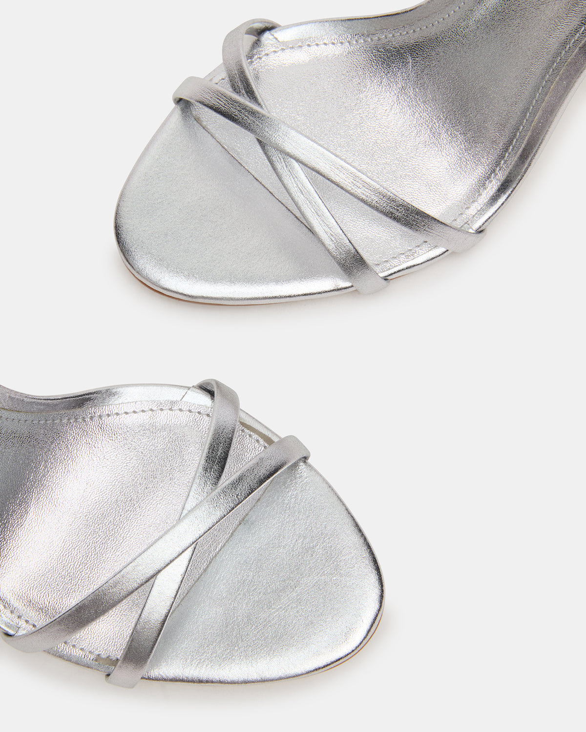 Steve Madden JYPSEY Silver Leather Strappy Stiletto Women's Heel