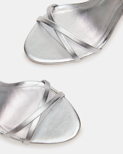Steve Madden JYPSEY Silver Leather Strappy Stiletto Women's Heel