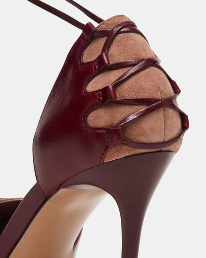 Steve Madden DANGER Burgundy Multi Pointed-Toe Lace-Up Stiletto Pump Women's Heel