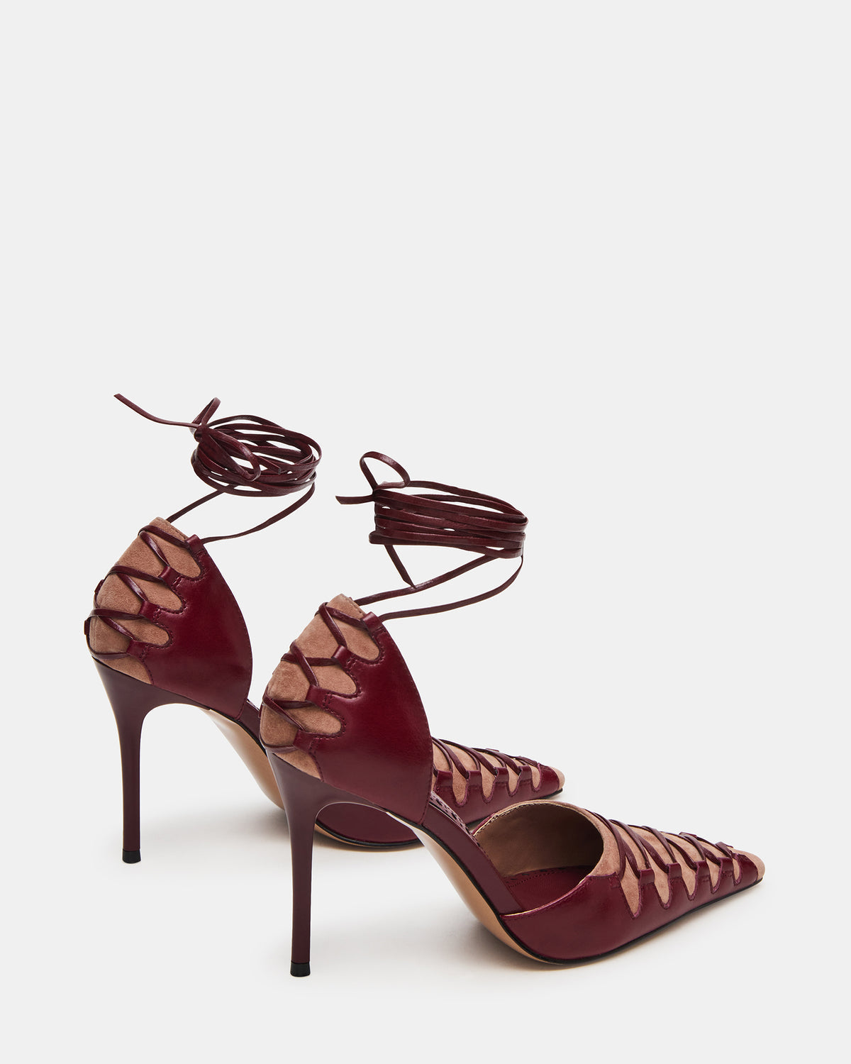 Steve Madden DANGER Burgundy Multi Pointed-Toe Lace-Up Stiletto Pump Women's Heel