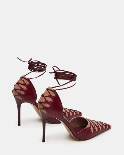 Steve Madden DANGER Burgundy Multi Pointed-Toe Lace-Up Stiletto Pump Women's Heel
