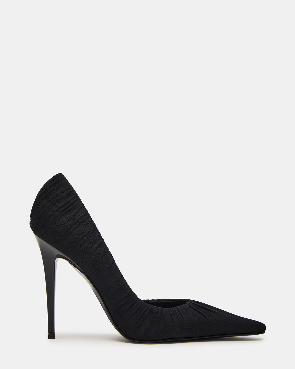 Steve Madden ELEGANT Black Ruched Pointed-Toe Stiletto Pump Women's Heel