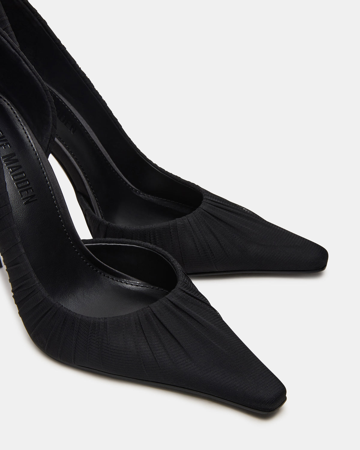Steve Madden ELEGANT Black Ruched Pointed-Toe Stiletto Pump Women's Heel
