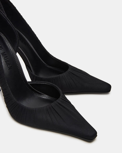 Steve Madden ELEGANT Black Ruched Pointed-Toe Stiletto Pump Women's Heel