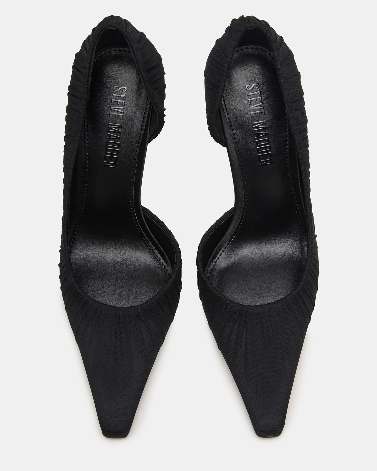 Steve Madden ELEGANT Black Ruched Pointed-Toe Stiletto Pump Women's Heel