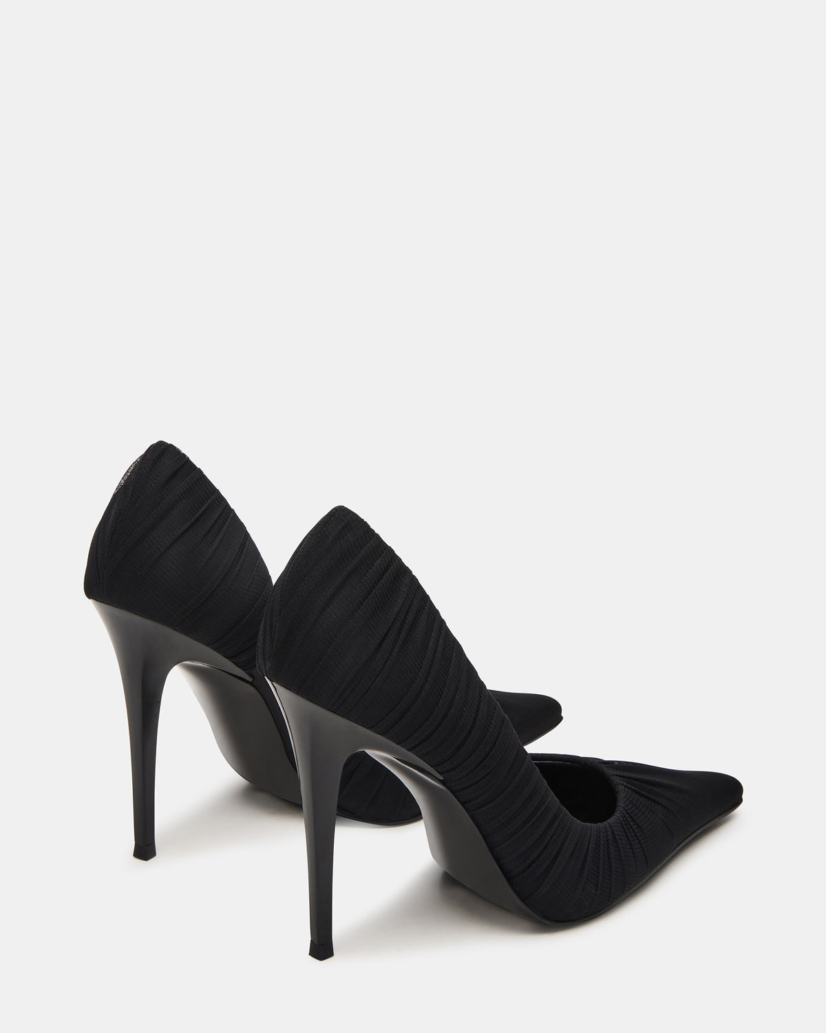 Steve Madden ELEGANT Black Ruched Pointed-Toe Stiletto Pump Women's Heel