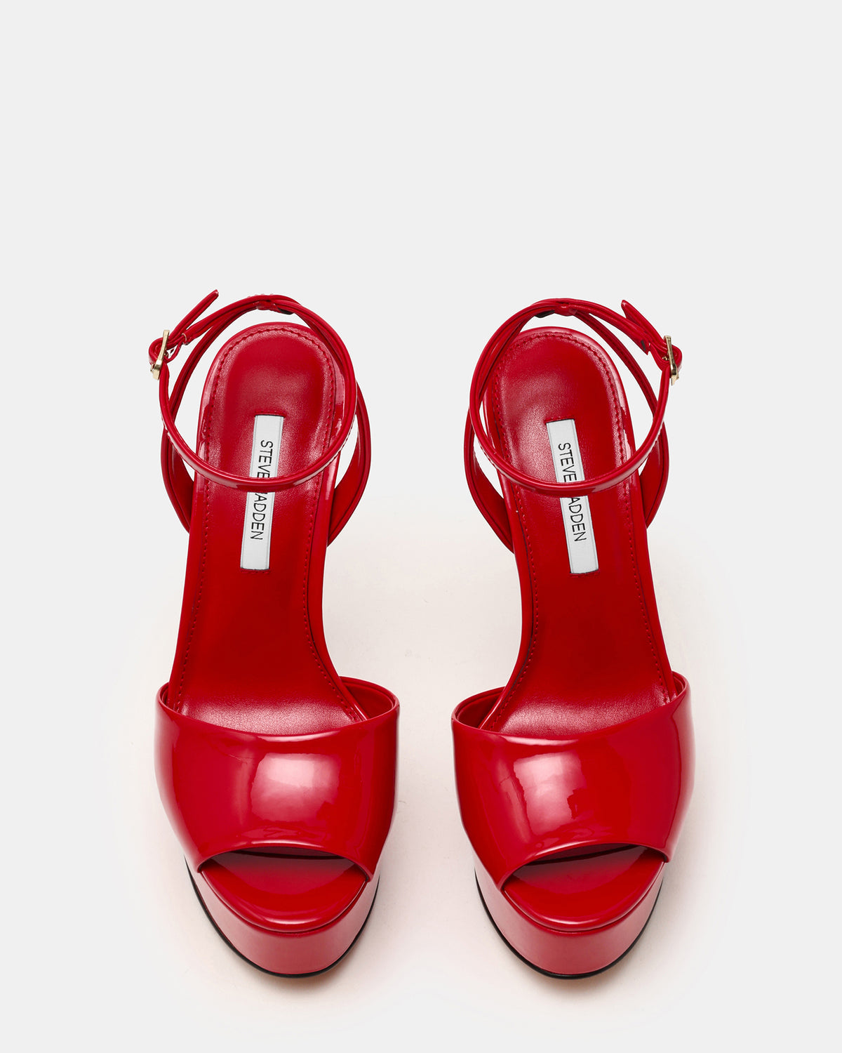 Steve Madden JEZZICA Red Patent Platform Stiletto Ankle Strap Women's Heel