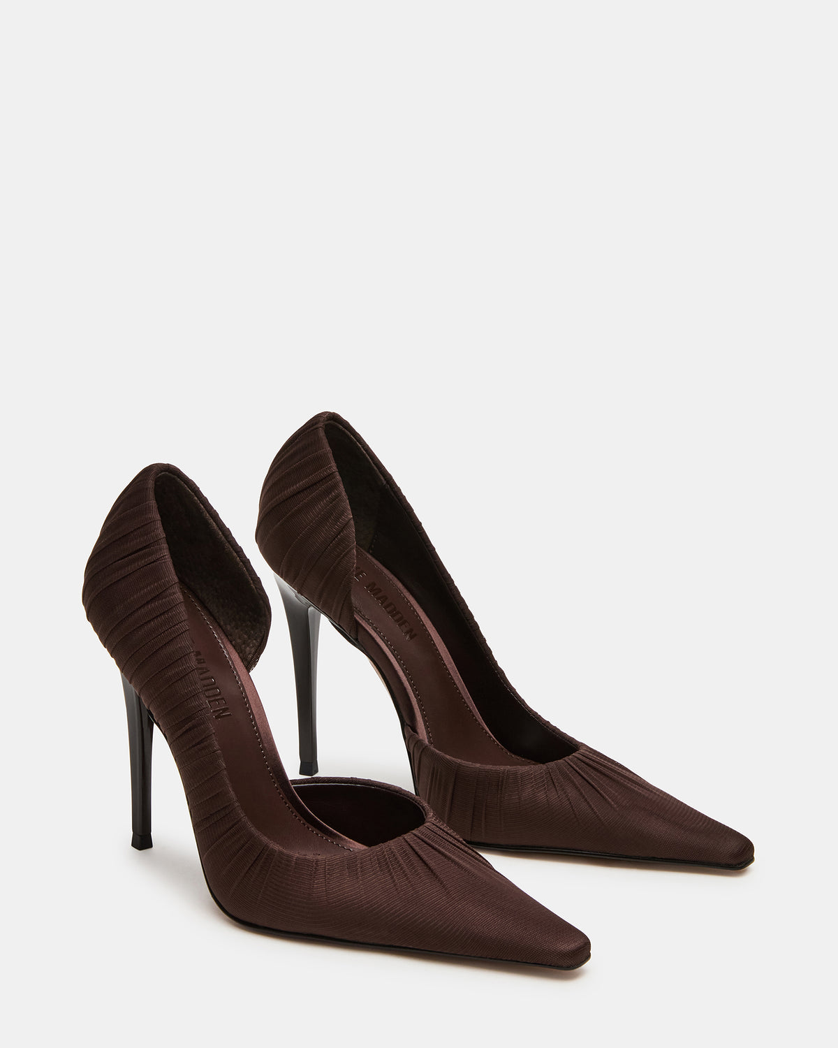 Steve Madden ELEGANT Brown Ruched Pointed-Toe Stiletto Pump Women's Heel