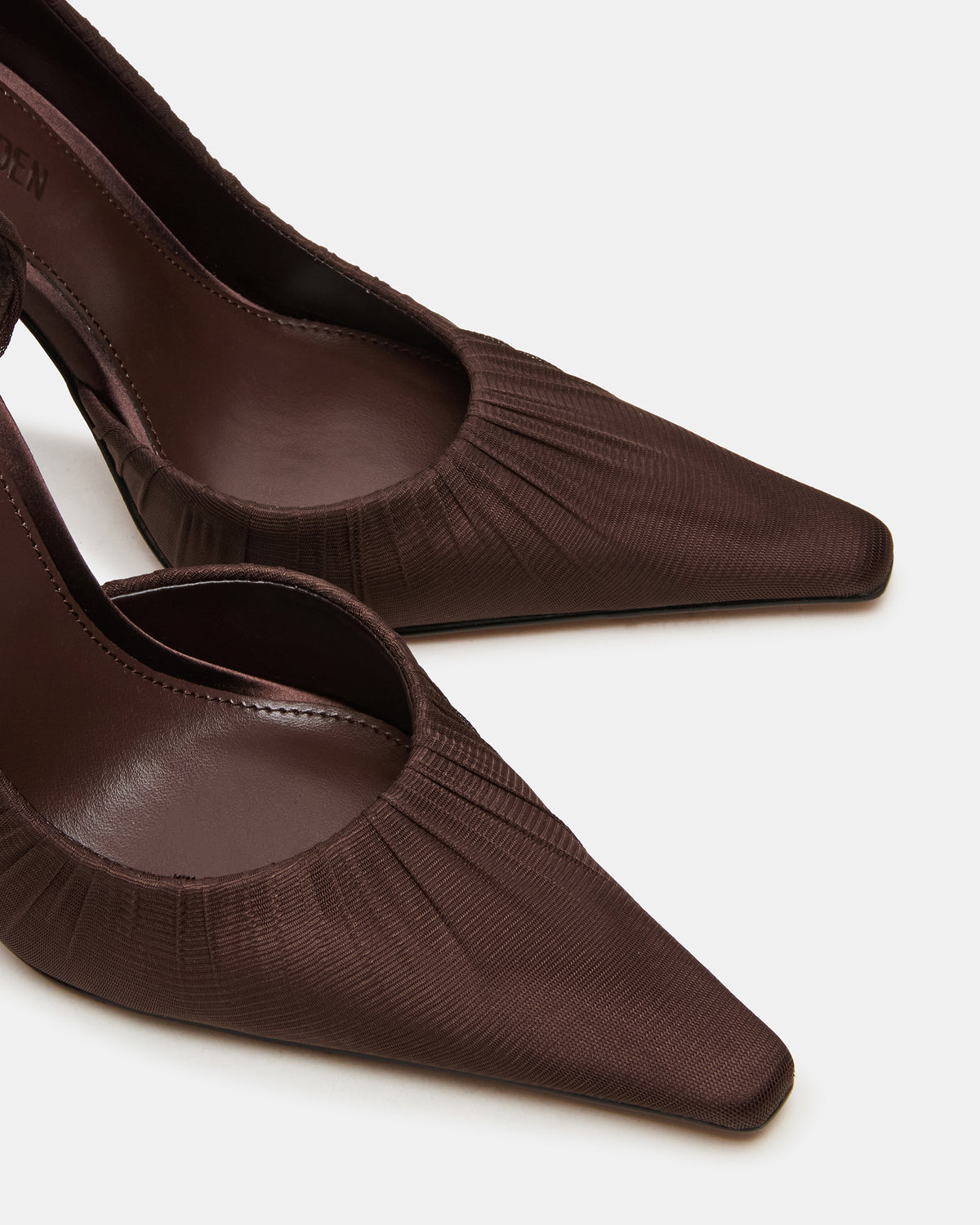 Steve Madden ELEGANT Brown Ruched Pointed-Toe Stiletto Pump Women's Heel