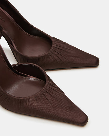 Steve Madden ELEGANT Brown Ruched Pointed-Toe Stiletto Pump Women's Heel