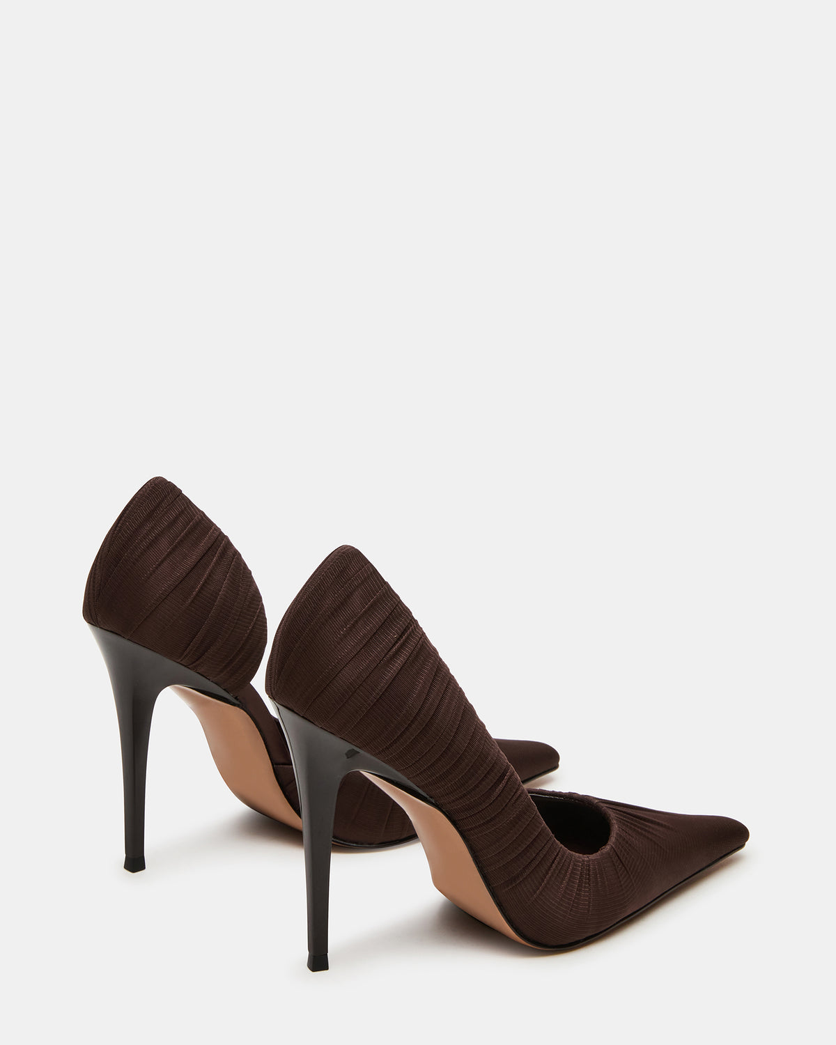 Steve Madden ELEGANT Brown Ruched Pointed-Toe Stiletto Pump Women's Heel