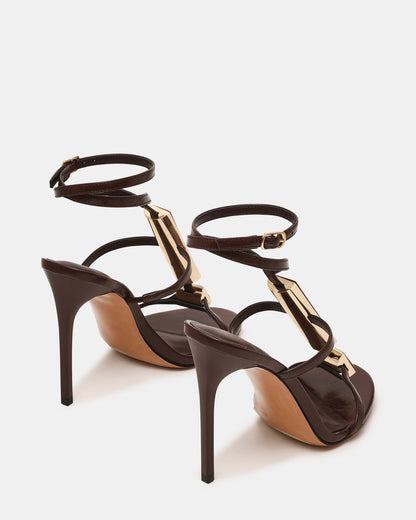Steve Madden SHAYLEE Brown Stone Detail Strappy Stiletto Women's Heel