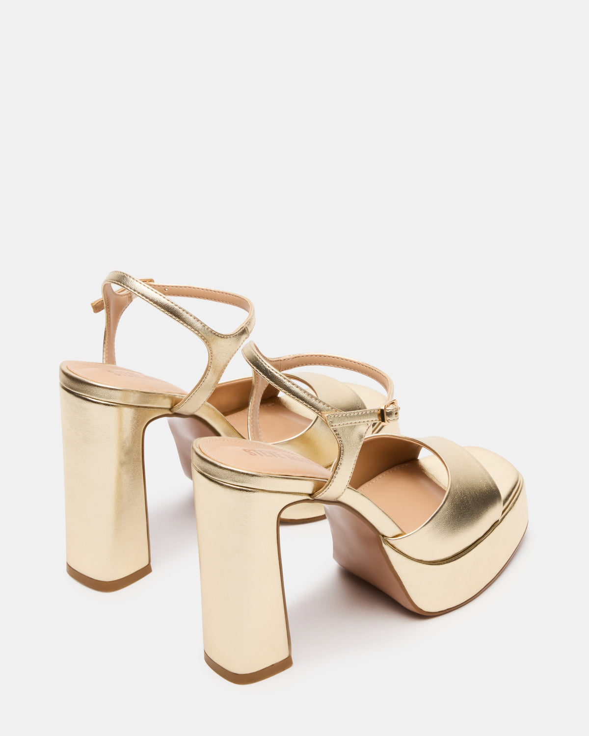 Steve Madden LIANDRA Champagne Women's Platform Square-Toe Strappy Heel
