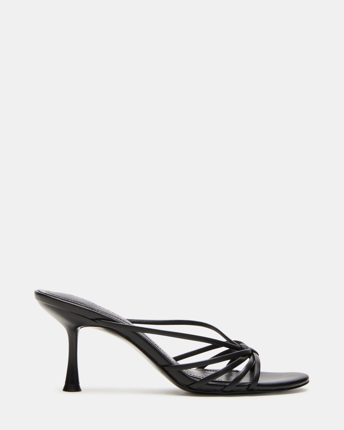 Steve Madden EDNA Black Leather Strappy Mule Women's Heel
