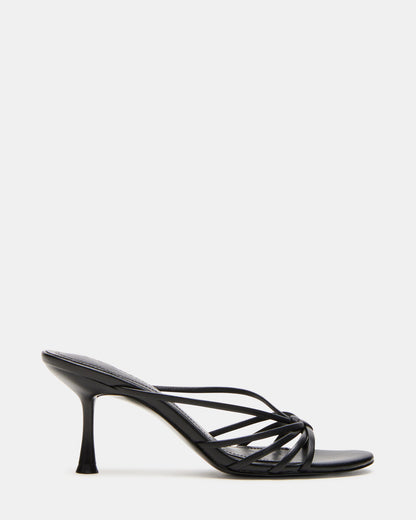 Steve Madden EDNA Black Leather Strappy Mule Women's Heel