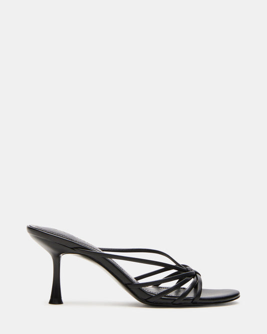 Steve Madden EDNA Black Leather Strappy Mule Women's Heel