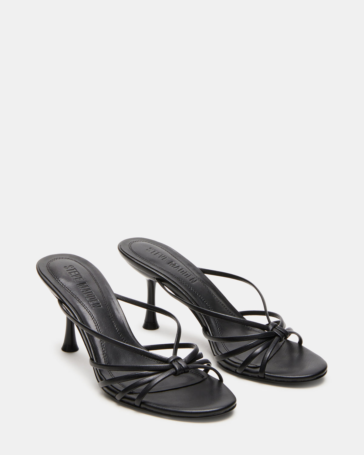 Steve Madden EDNA Black Leather Strappy Mule Women's Heel