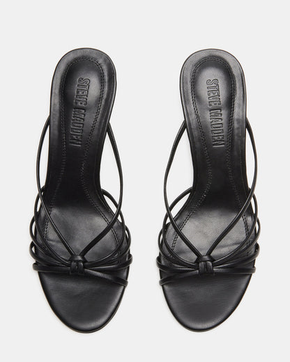 Steve Madden EDNA Black Leather Strappy Mule Women's Heel