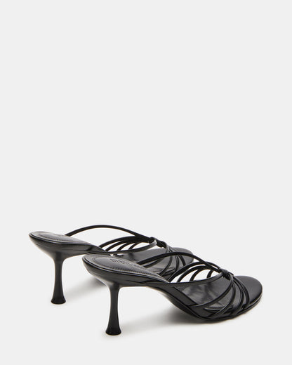 Steve Madden EDNA Black Leather Strappy Mule Women's Heel