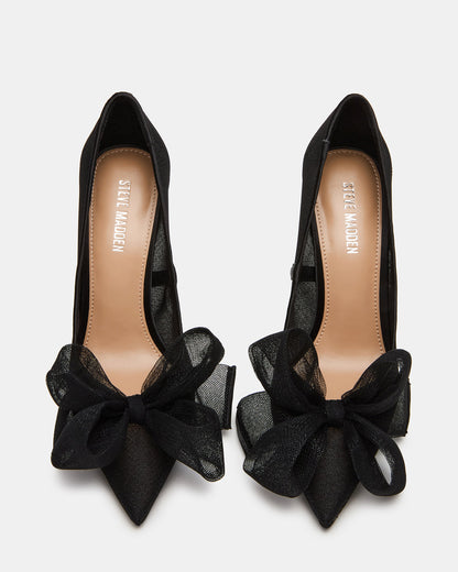Steve Madden TAFFY Black Bow Pointed-Toe Stiletto Pump Women's Heel