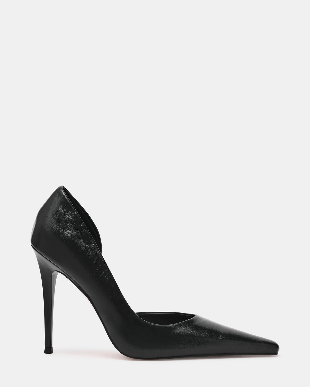 Steve Madden ELEGANT Black Leather Pointed-Toe Stiletto Pump Women's Heel