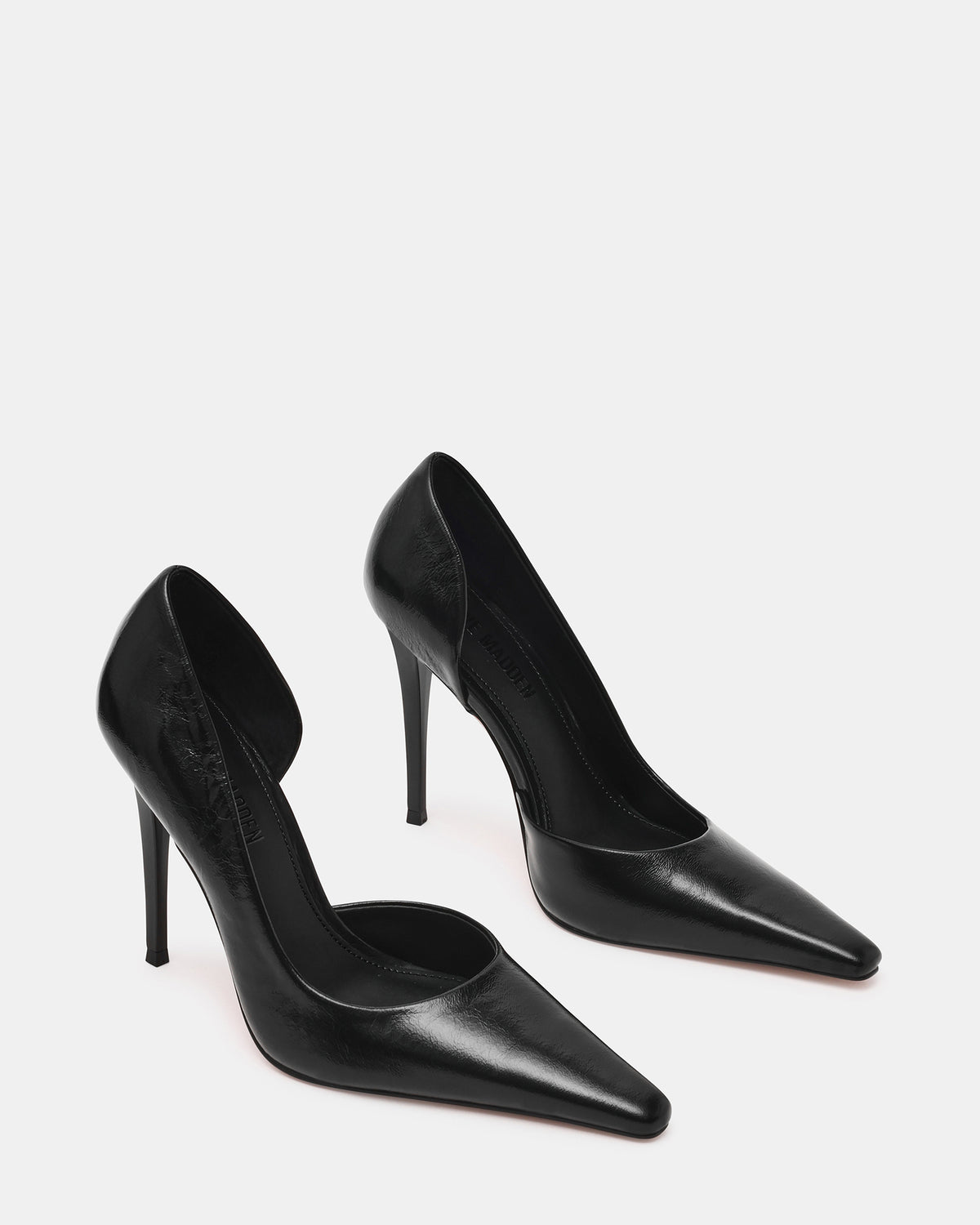 Steve Madden ELEGANT Black Leather Pointed-Toe Stiletto Pump Women's Heel