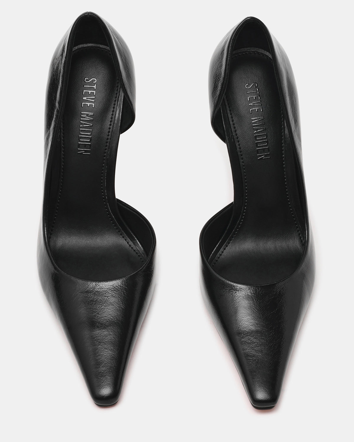 Steve Madden ELEGANT Black Leather Pointed-Toe Stiletto Pump Women's Heel