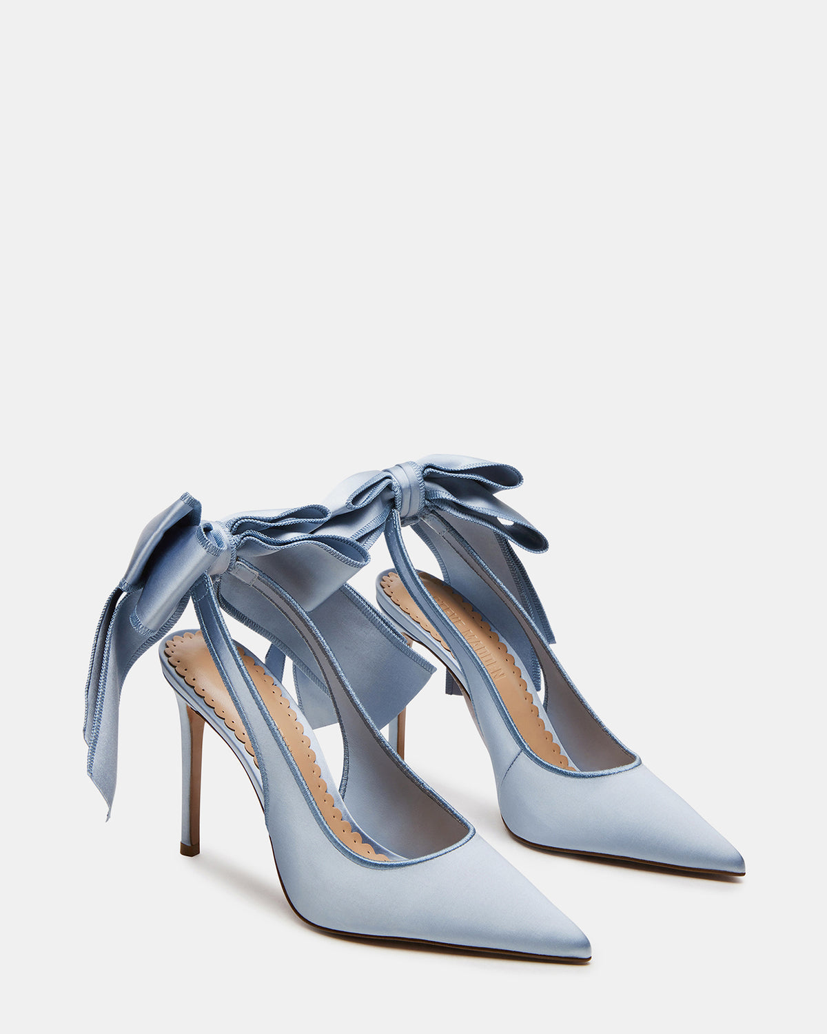 Steve Madden TEACUP Blue Satin Women's Pointed-Toe Slingback Heel