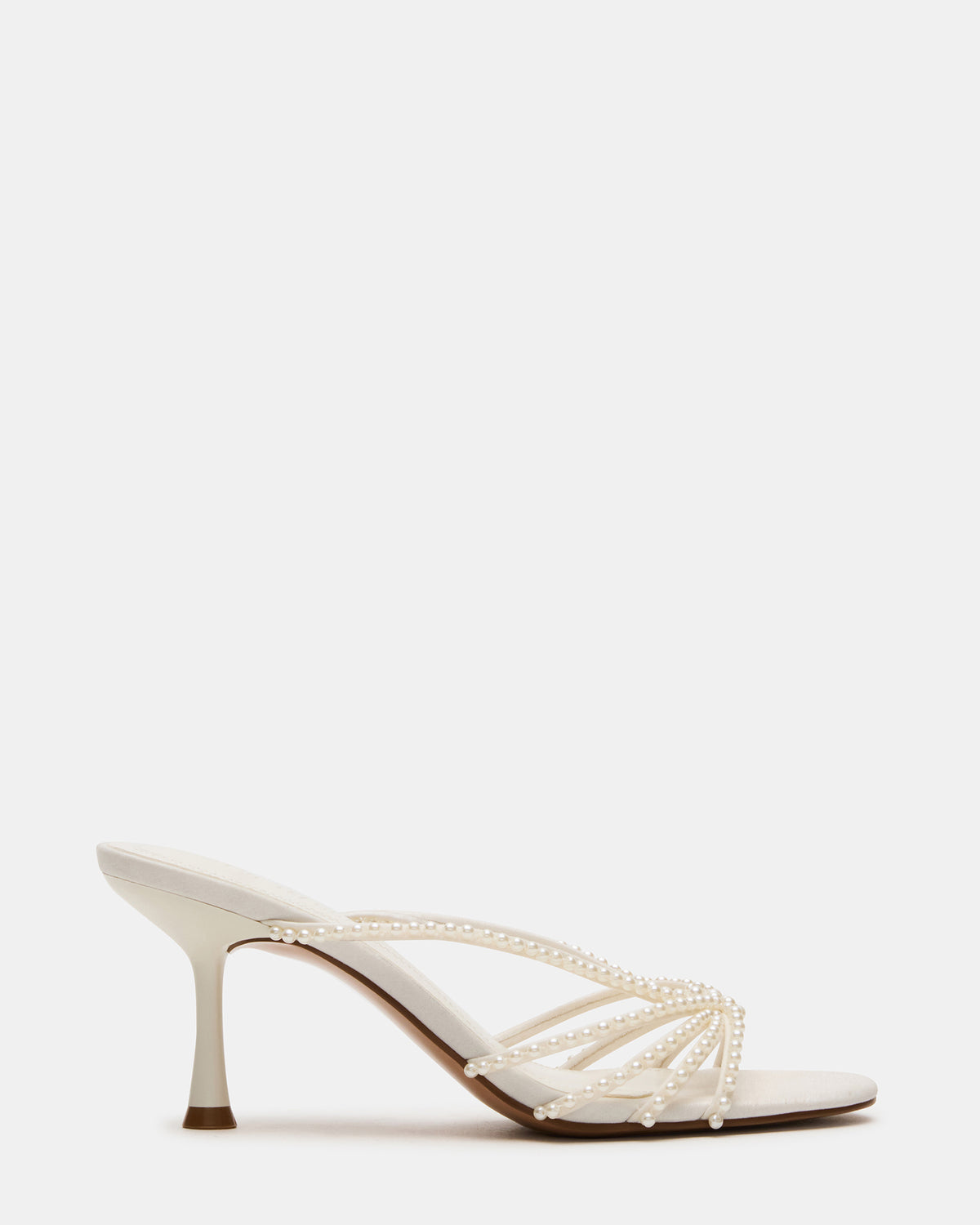 Steve Madden EDNA Pearl White Strappy Mule Women's Heel