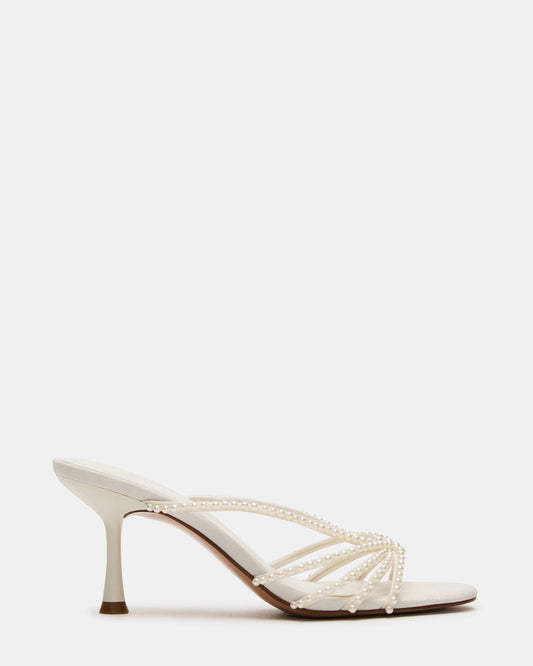Steve Madden EDNA Pearl White Strappy Mule Women's Heel