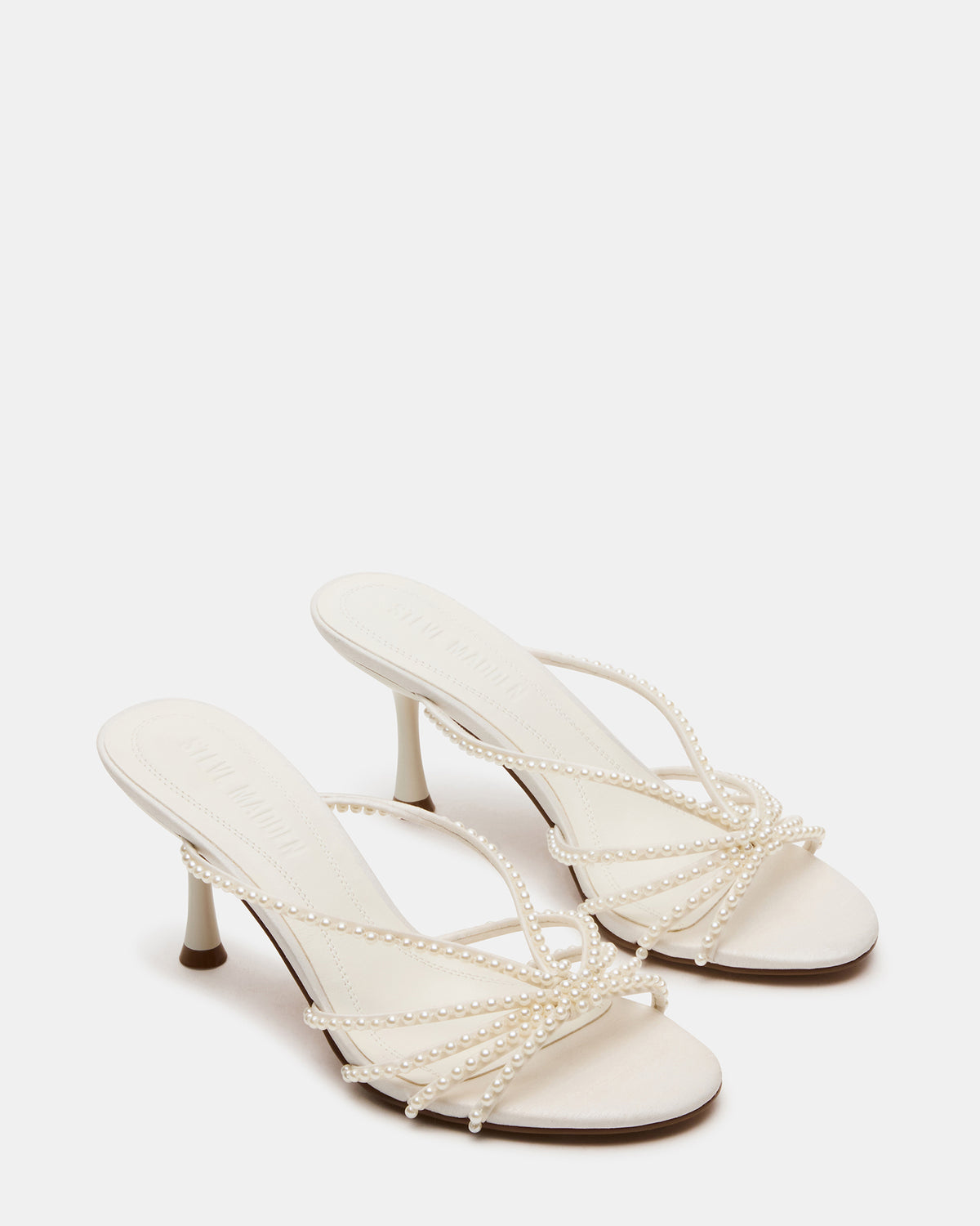 Steve Madden EDNA Pearl White Strappy Mule Women's Heel