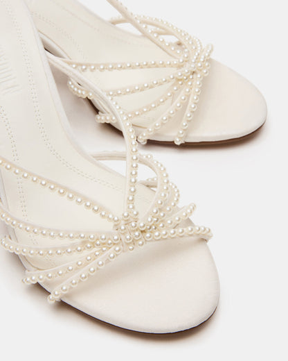 Steve Madden EDNA Pearl White Strappy Mule Women's Heel