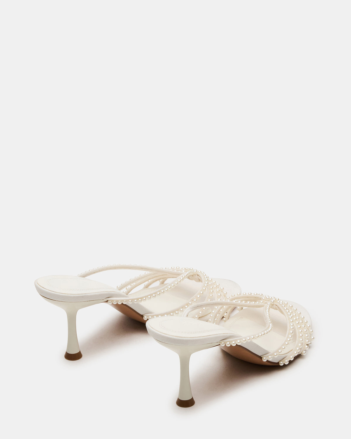 Steve Madden EDNA Pearl White Strappy Mule Women's Heel