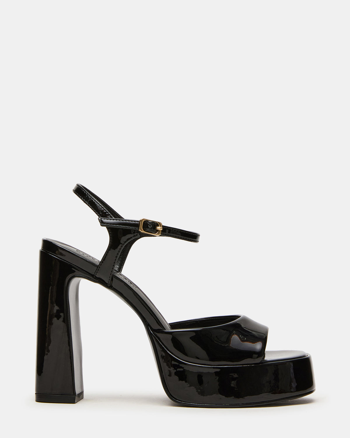 Steve Madden LIANDRA Black Patent Women's Platform Square-Toe Strappy Heel