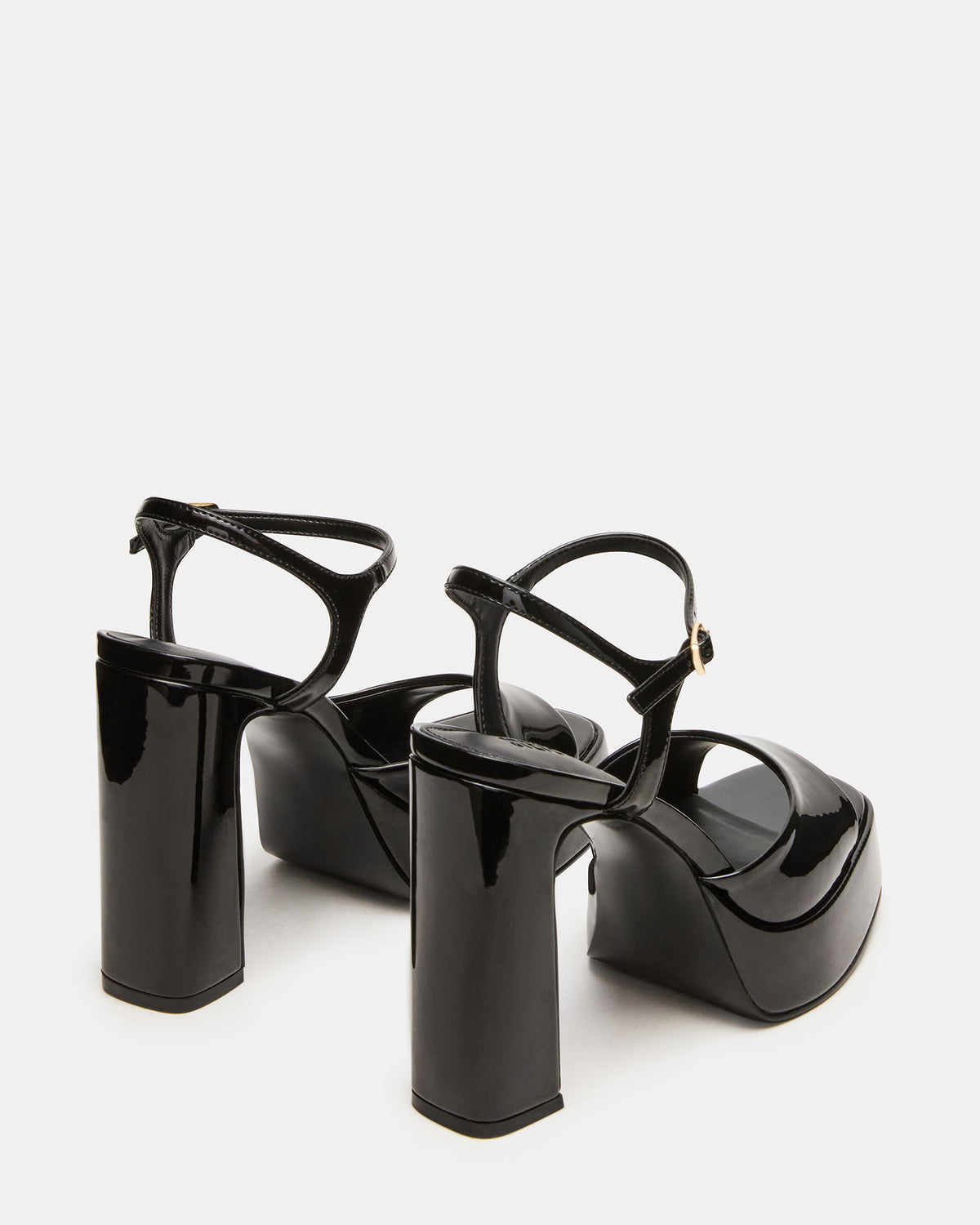 Steve Madden LIANDRA Black Patent Women's Platform Square-Toe Strappy Heel