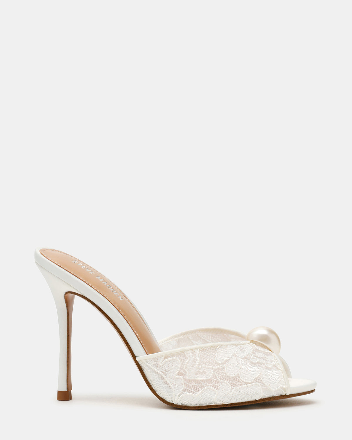 Steve Madden PRIYA Pearl White Lace Mule Women's Heel