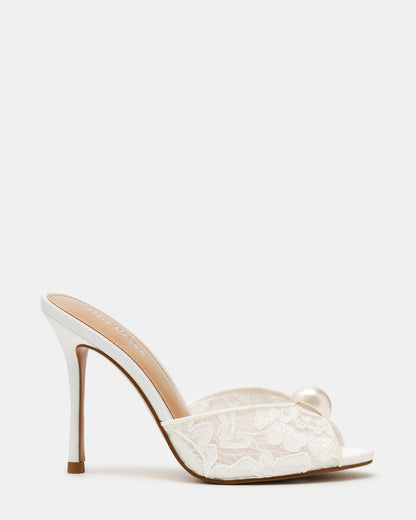 Steve Madden PRIYA Pearl White Lace Mule Women's Heel