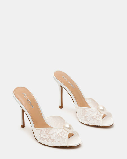 Steve Madden PRIYA Pearl White Lace Mule Women's Heel