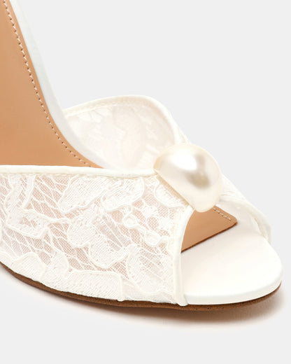 Steve Madden PRIYA Pearl White Lace Mule Women's Heel