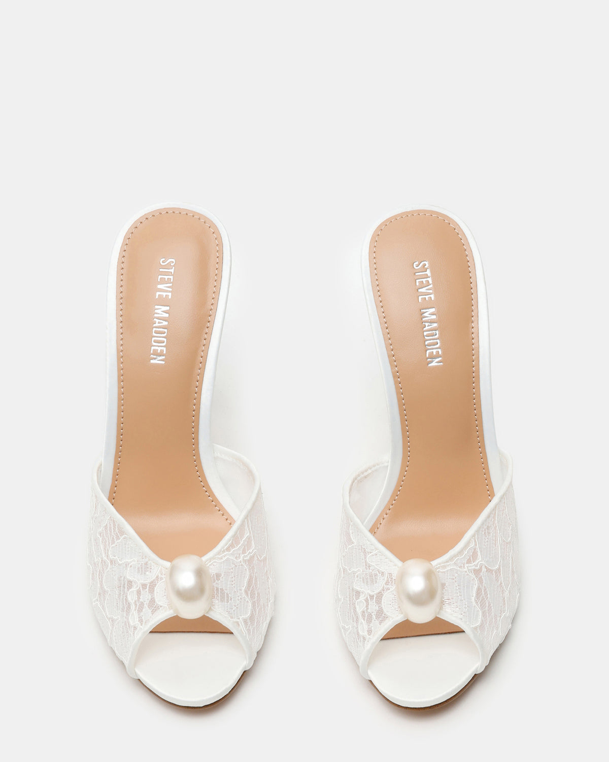 Steve Madden PRIYA Pearl White Lace Mule Women's Heel