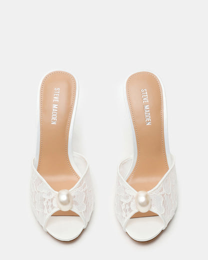 Steve Madden PRIYA Pearl White Lace Mule Women's Heel