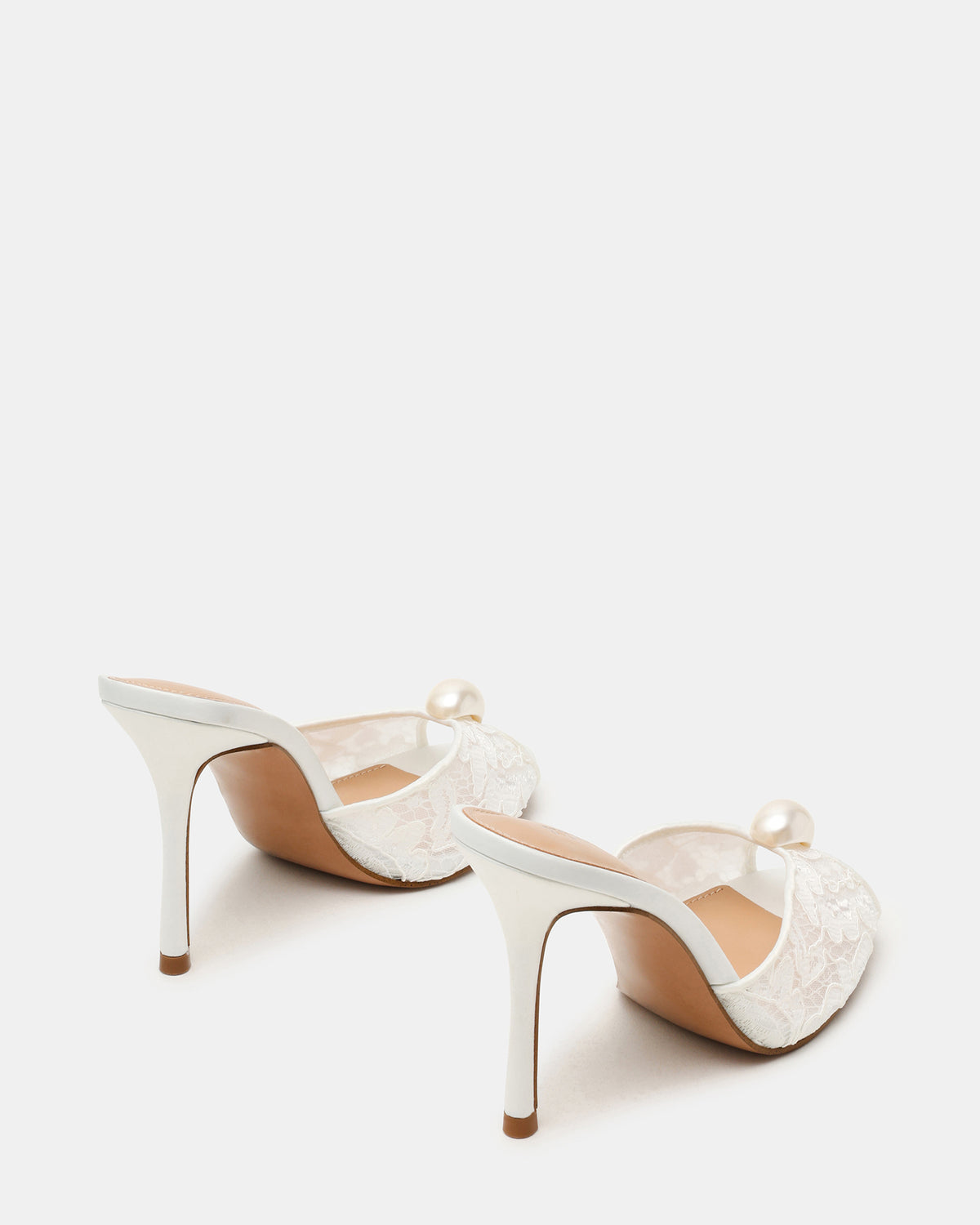 Steve Madden PRIYA Pearl White Lace Mule Women's Heel