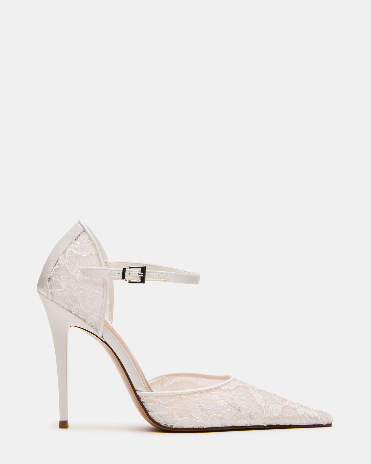 Steve Madden AVANT White Lace Pointed-Toe Stiletto Pump Women's Heel
