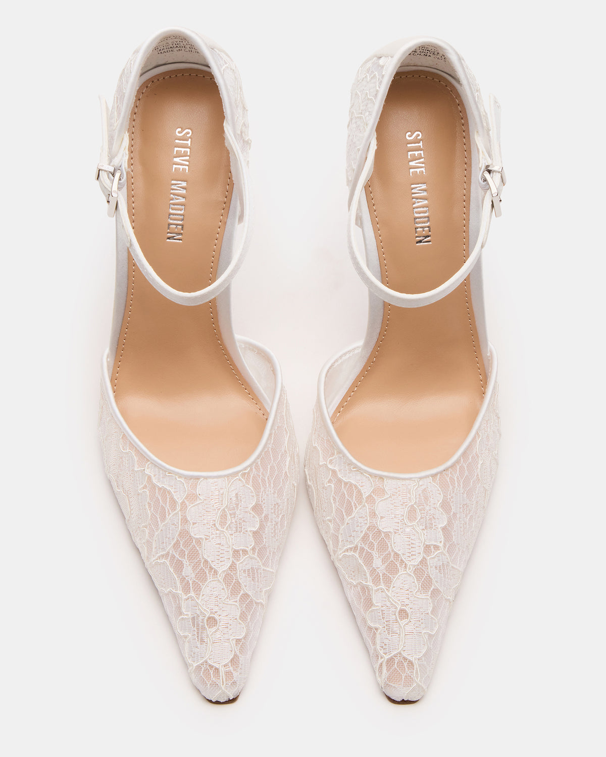 Steve Madden AVANT White Lace Pointed-Toe Stiletto Pump Women's Heel